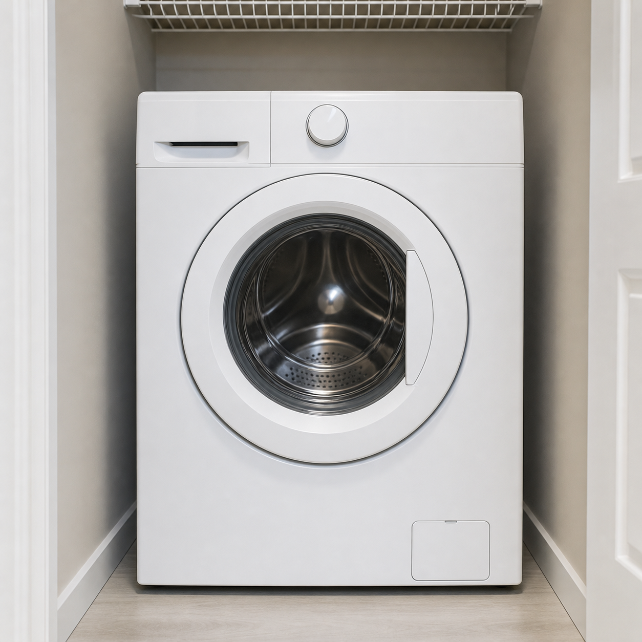 White front-loading washer inspected in Unit 101